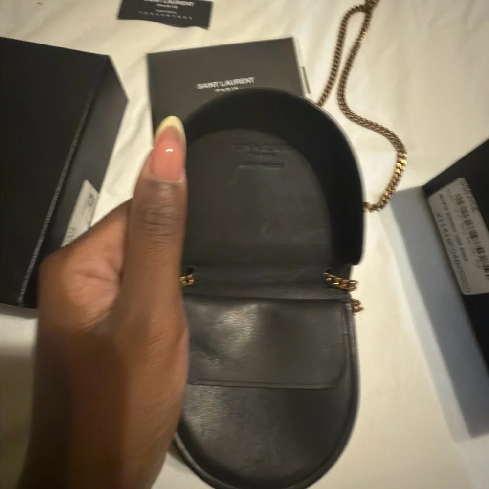 Saint Laurent Black Leather Mini Chain Wallet - Picture 2 of 4